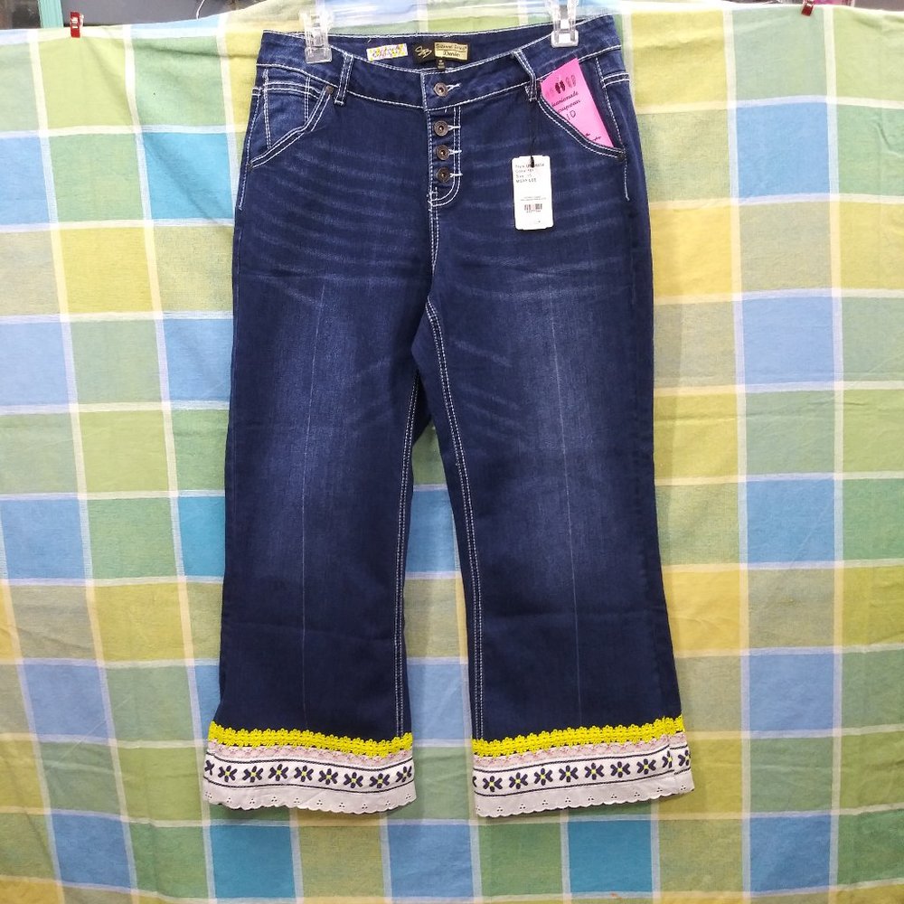 2431 Jeaniemade Size 10 Susan Betro NWT Stretch Button Fly Upcycled Jeans